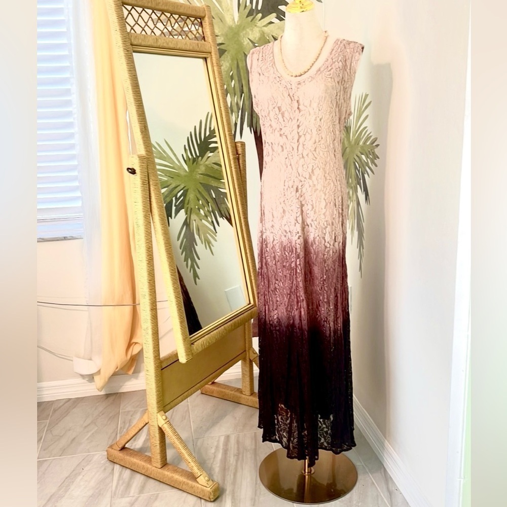 VTG Newport News,Exquisite Descending Ombre,Antique-Lace Dress,Stretch,Size 12 - Picture 6 of 12